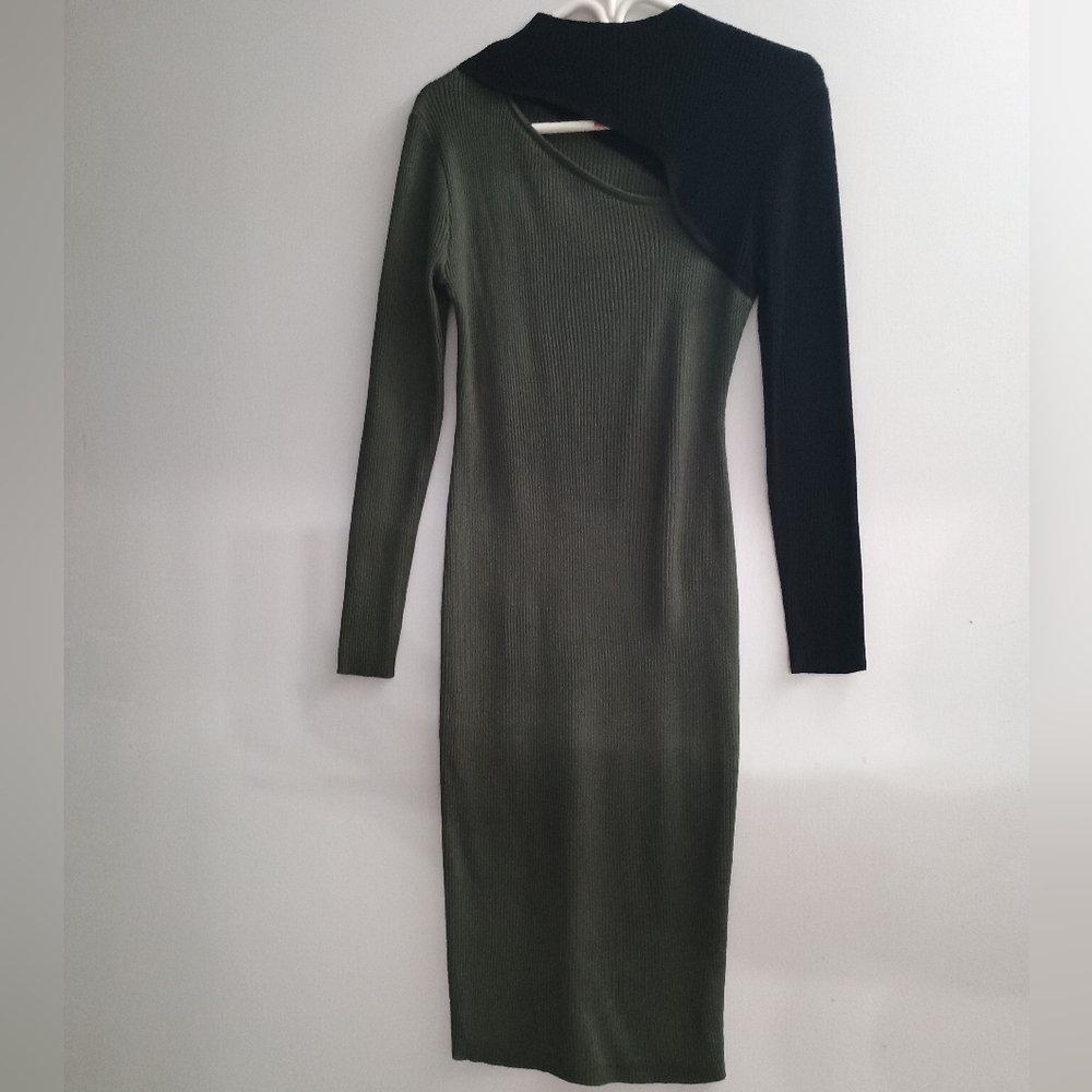 No Boundaries Asymmetrical Black and Green Dress